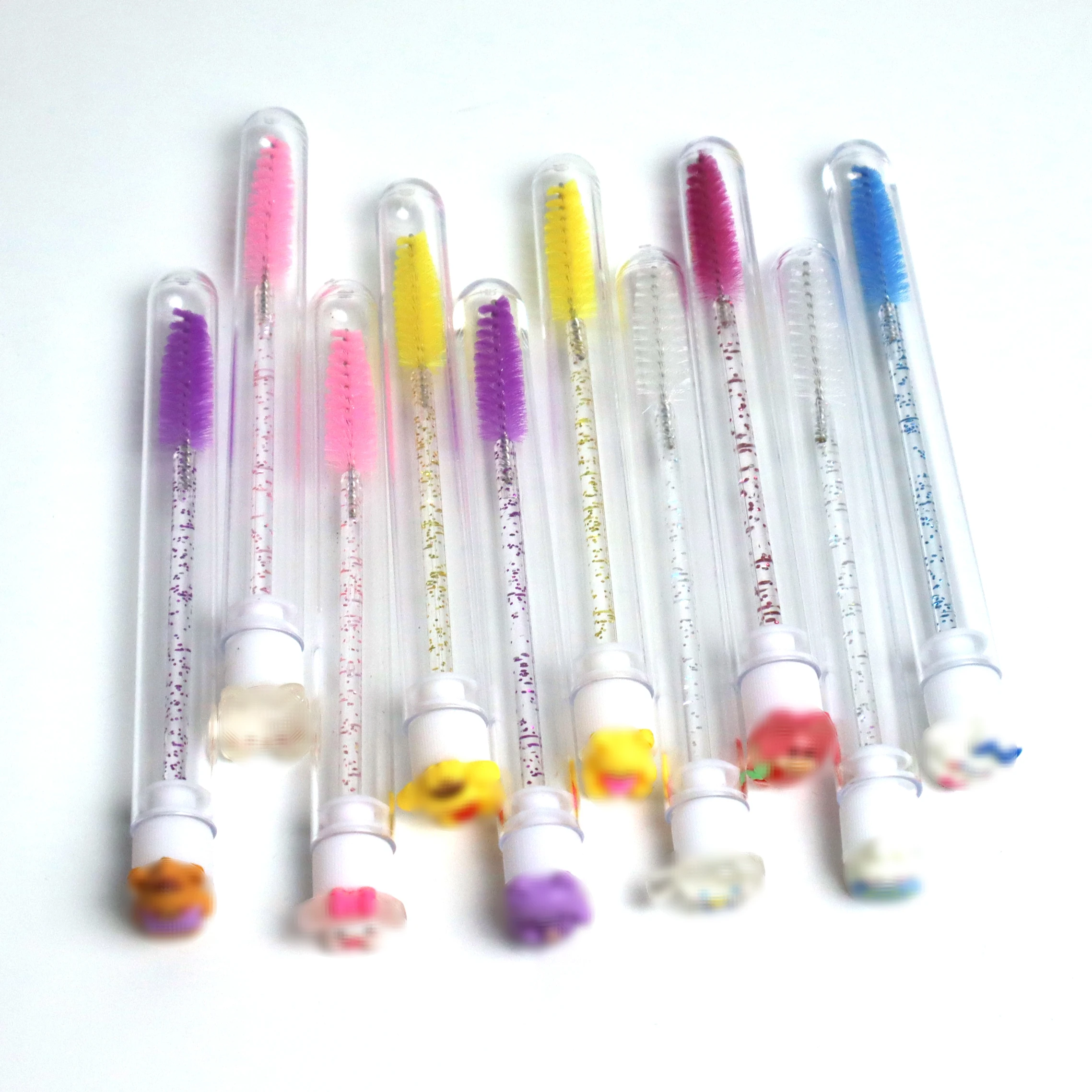 50/100 pz Riutilizzabile Spazzola Per Ciglia Con Tubo Bacchette Per Ciglia Pennello Per Sopracciglia Sostituibile a prova di Polvere Spazzola Per Ciglia Del Fumetto Perla Fondo