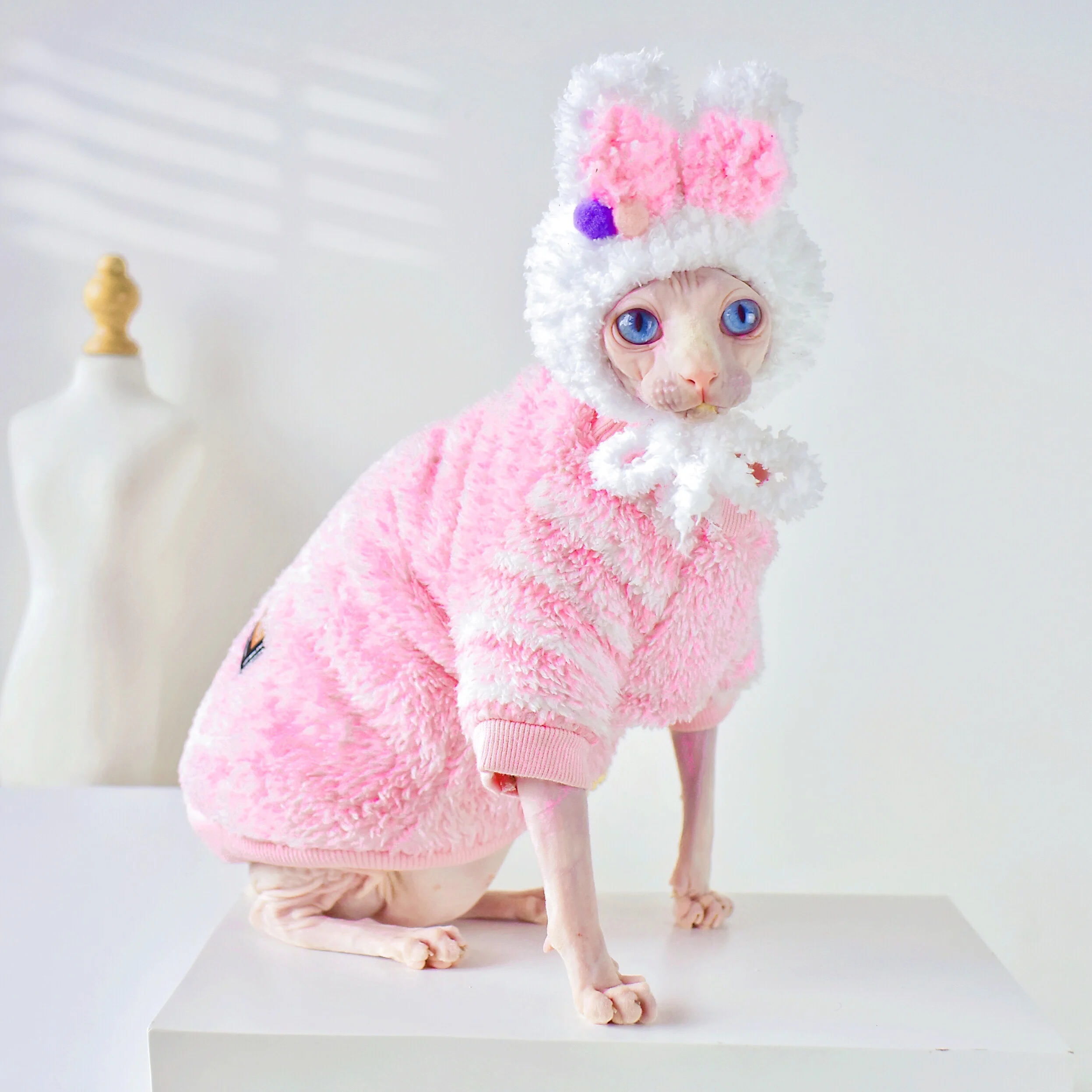 

DUOMASUMI Super Soft Double-sided Fluff Winter Jacket Warmth Kitty Coat Thicken Sphinx Hairless Cat Outfits Sphynx Cat Clothes