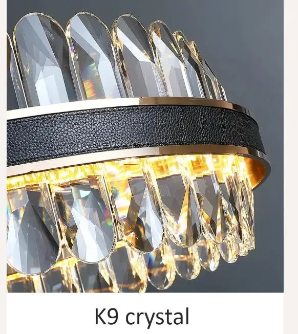 

Crystal LED Lights Kitchen Chandelier Rectangular Chandelier Modern Designer Creative Leather Dining Room Chandelier