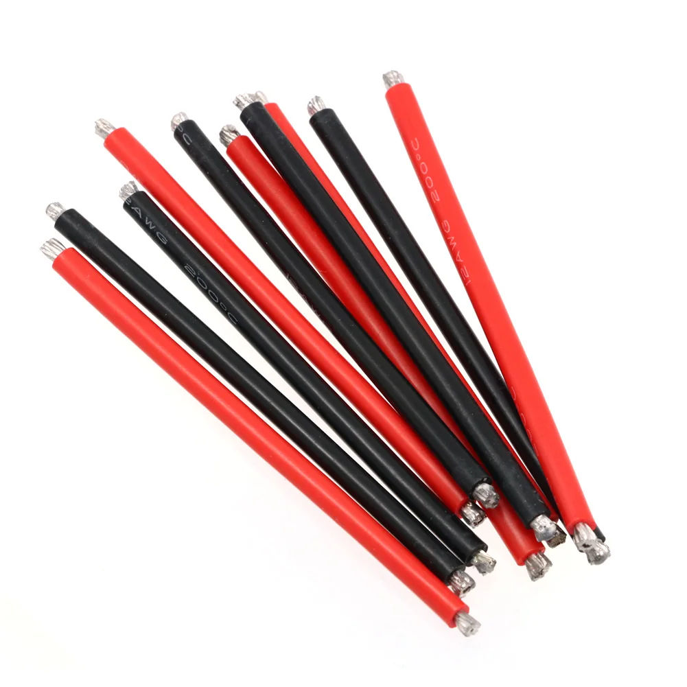 10pcs/lot 10CM Silicon Wire 8 10 12 14 16 18 20 22AWG Heatproof Soft Silicone Silica Gel Wire Cable (5 Red+ 5 Black) )