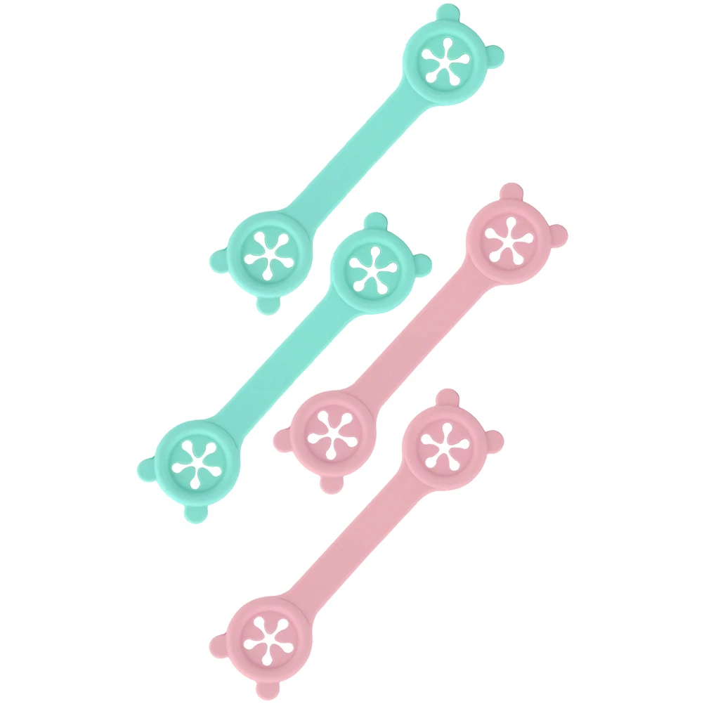 

4 Pcs Silicone Bib Pacifier Holders Fixing Tool Belts Adjustable Newborn Feeding Napkin Clamps