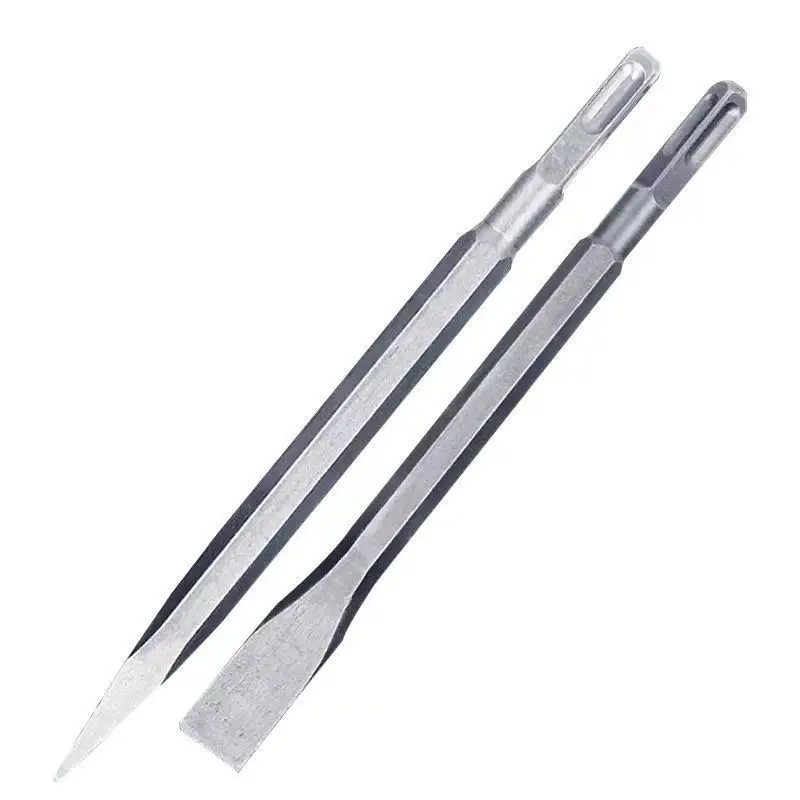

380mm Chisel Set SDS Plus Hex Shank Electric Hammer Drill Bit Point Groove Flat Chisels Masonry Slotting Tool for Concrete Brick