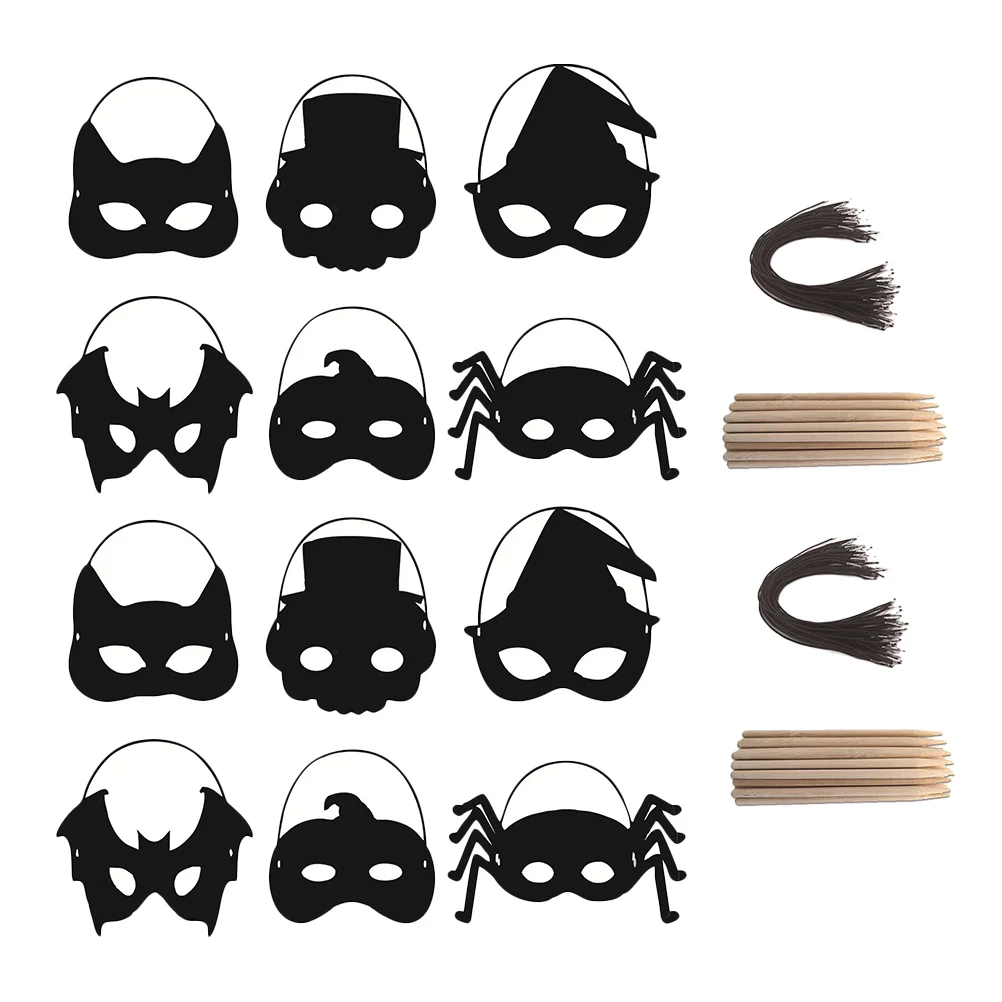 28 Pcs Scratch Painting Toys Paper Mask Halloween Party Decorations for Adults Rainbow Anti-scratch DIY Outdoor Kids Indoor