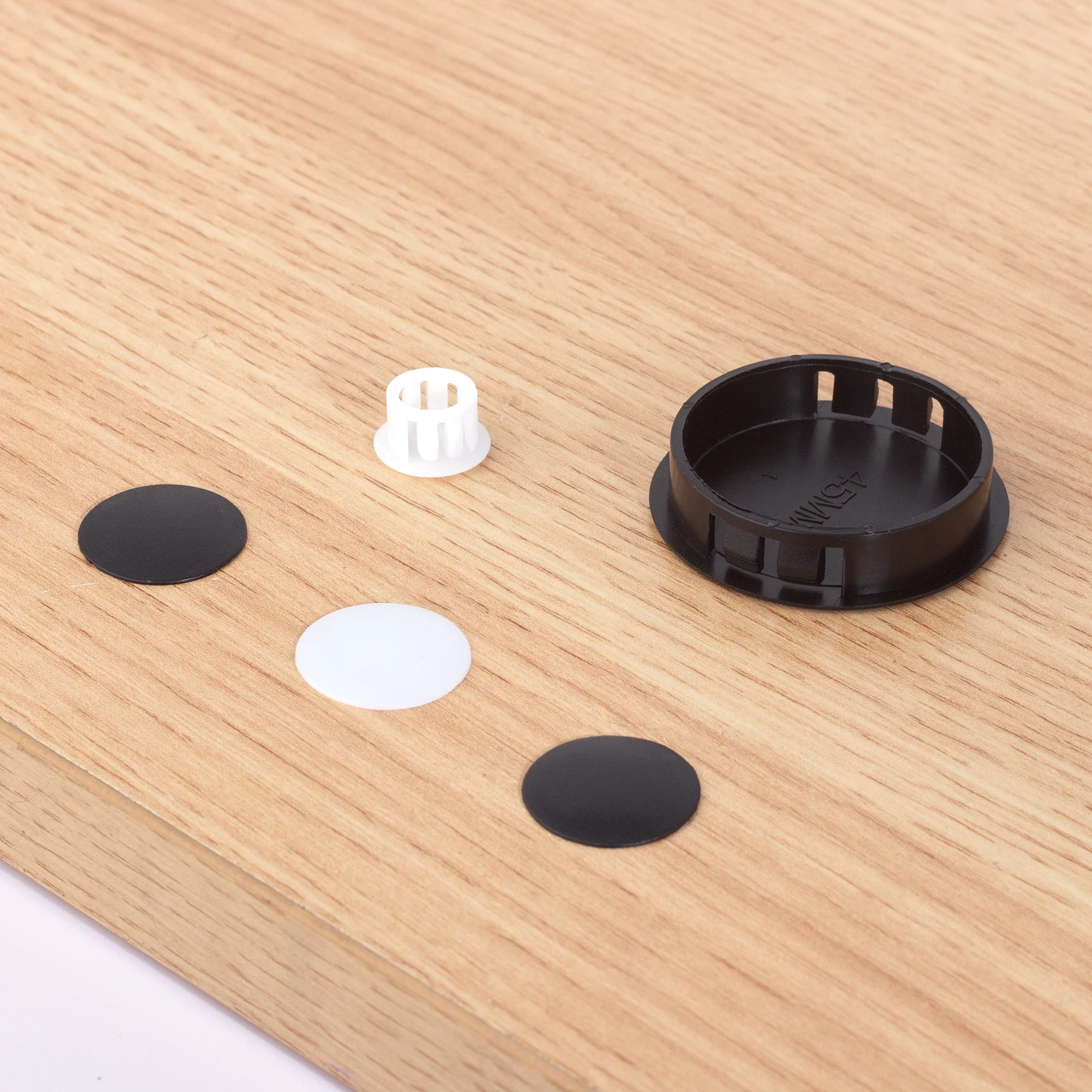 Plastic Hole Plug White Black 5mm-45mm Round Snap On Cover Dust Caps Wall Desk Holes Plugs