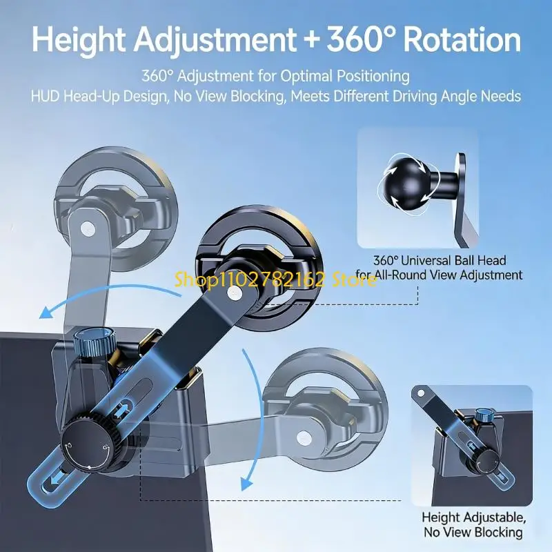 547B Car Display Screen Navigation Phone Holder Mount for Electric Vehicle 360 Degree Rotation Foldable Phone Mount