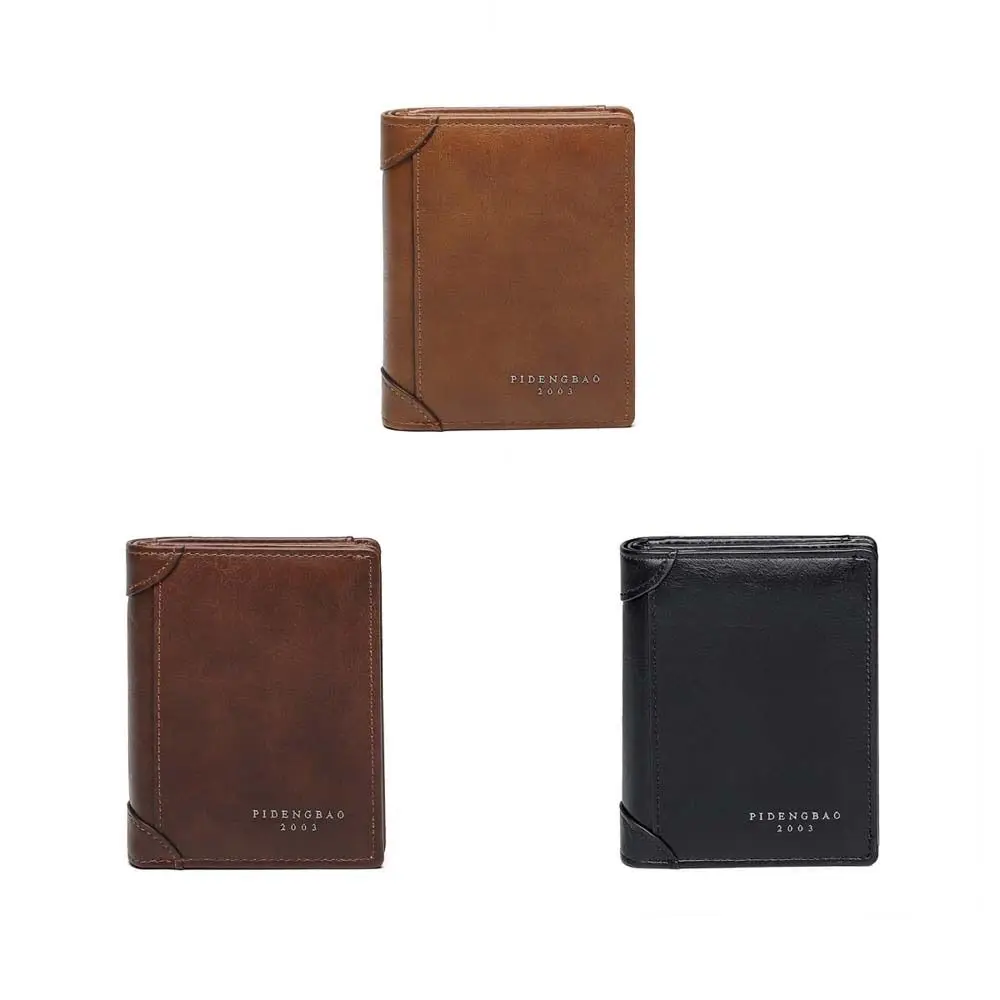 Korean Fashion Short PU Leather Wallets ID Credit Card Multi Function Card Holder Zipper Pouch Storage Men Clutch Bag Business