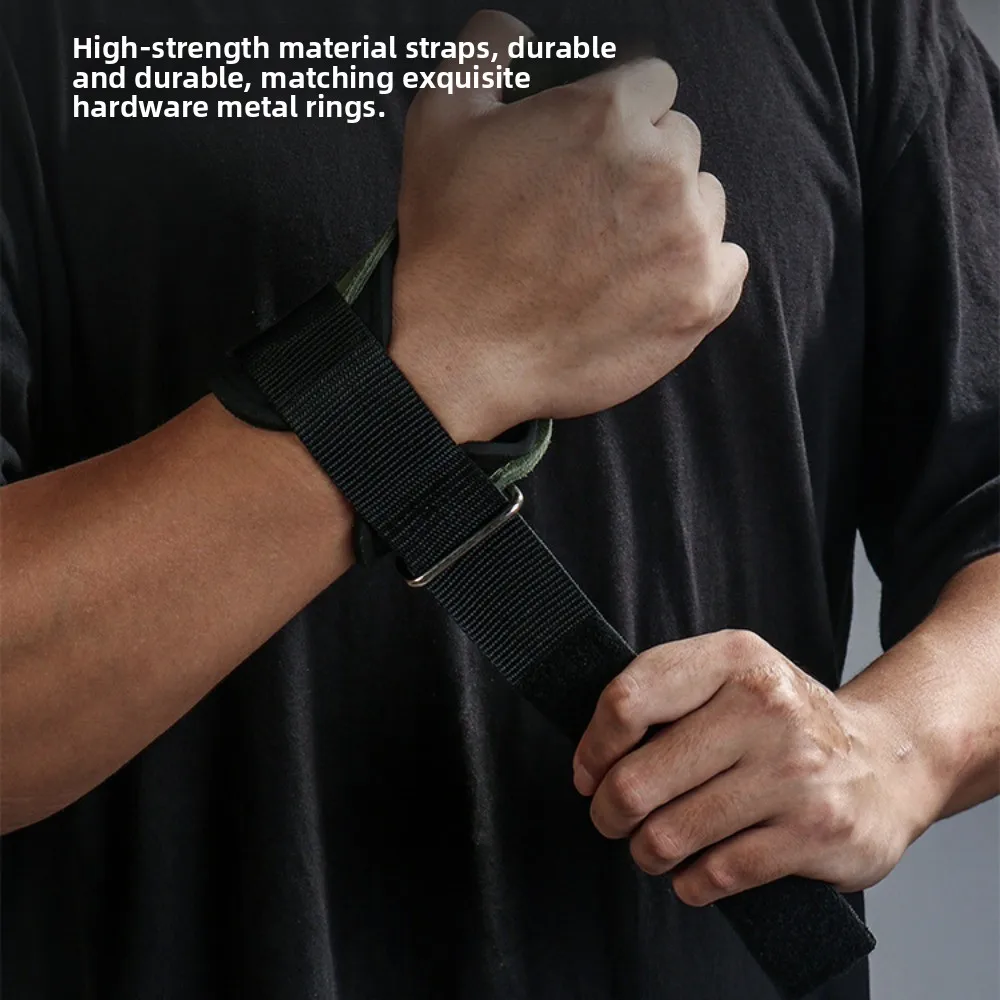 

1 Pair Cowhide Weight Lifting Grip Pads Heavy Duty Wear-resistant Deadlift Power Straps Adjustable Anti-Slip