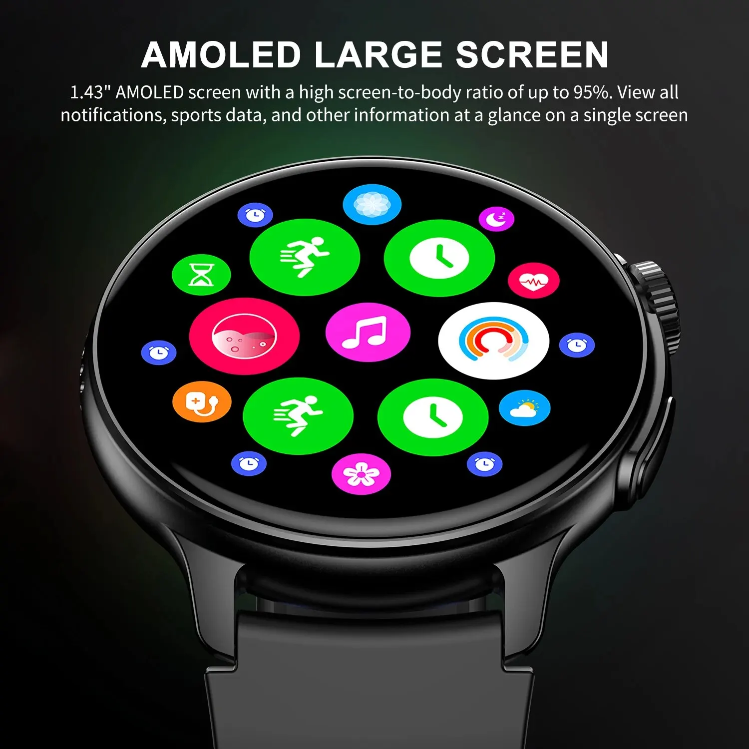 1.43 Inch AMOLED Screen Smart Watch Men Women Bluetooth Call 1ATM Waterproof Sport Fitness Tracker Health Monitoring Smartwatch