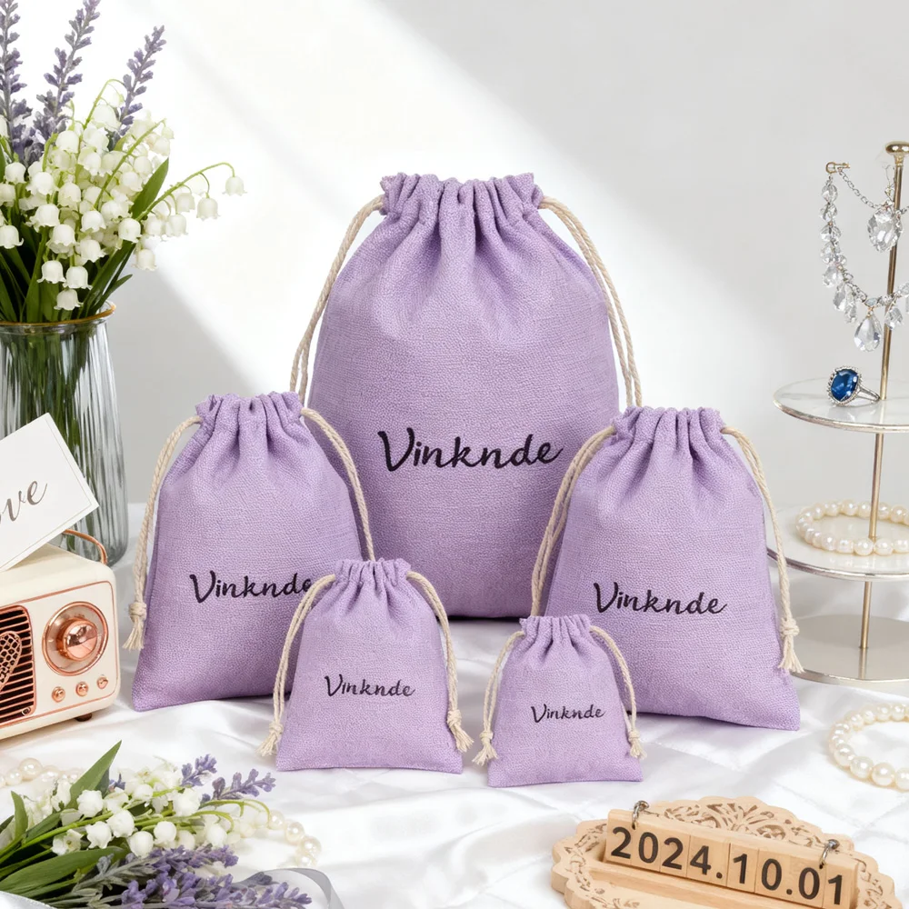 

100pcs DIY Custom Jewelry Packaging Pouch Nature Cotton Canvas Bags Personalized Logo Wedding Gift Pouches Earring Necklace Bags