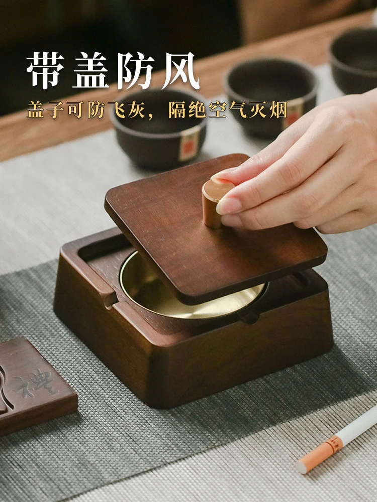 Ashtray, office with lid, home living room, ashtray, grand decoration, light luxury, new Chinese style creativity, customizable