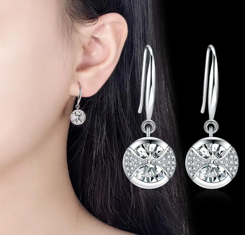 2.0ct Moissanite Diamond Drop Earrings for Women White Gold Plated Sparkling D Color Gem Lab Diamond Earring Beautiful image 2