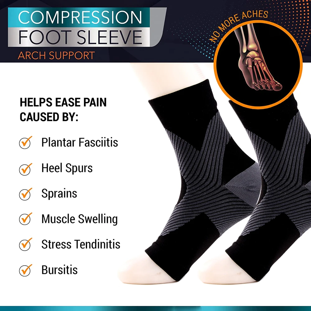 1Pair Ankle Brace Compression Sleeve for Neuropathy Pain,Achilles Tendonitis & Plantar Fasciitis Relief,Foot Brace Support Socks