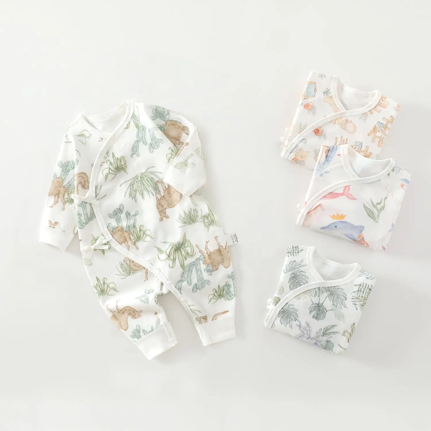Baby Girl Boy Romper Side Snap Kimono Japanese Cotton Newborn Outfit Newborn-6M