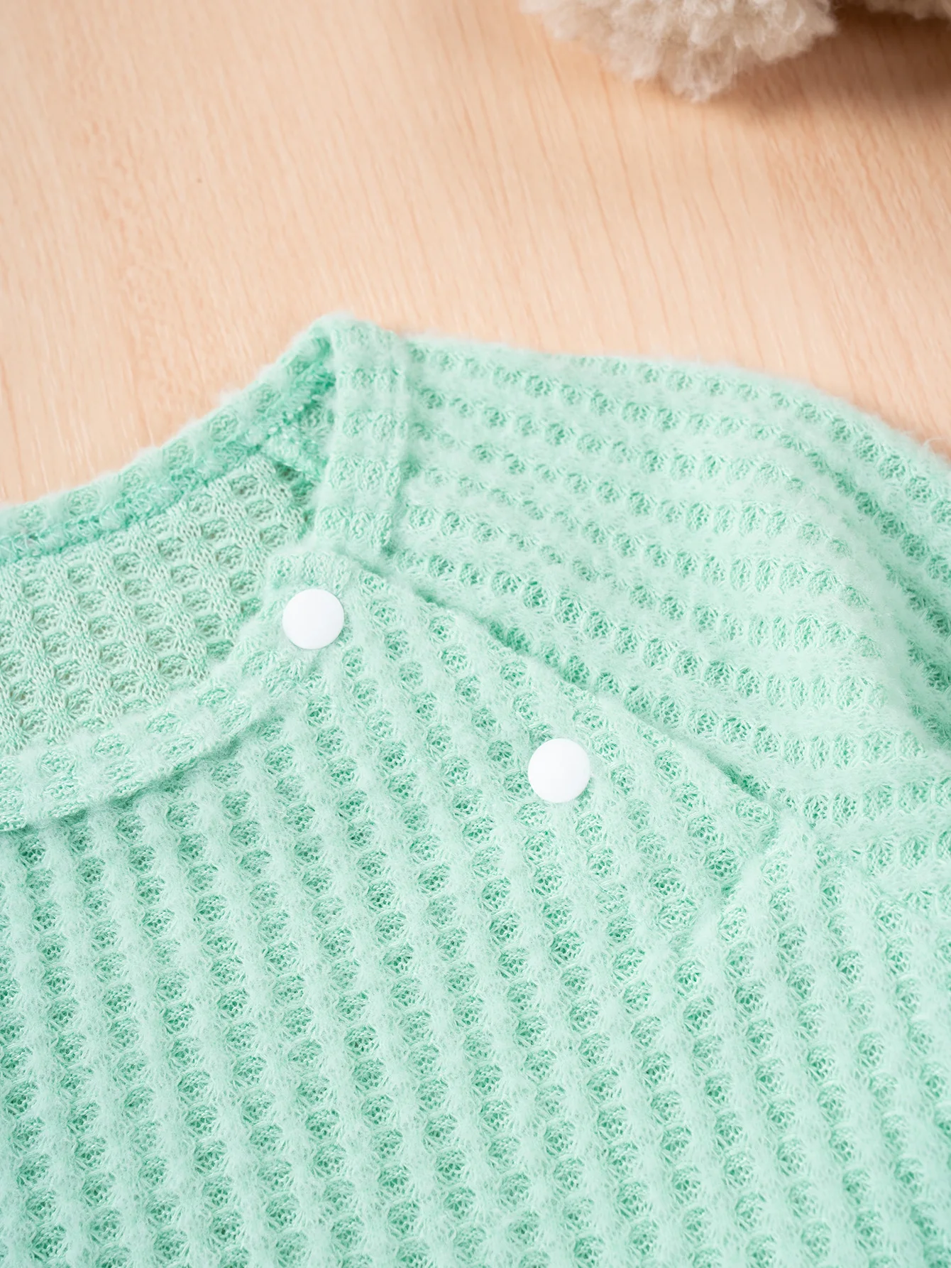 Herbst- und Winter-Set für Babys, Jungen und Mädchen, einfarbiges Oberteil mit langen Ärmeln und Rundhalsausschnitt, Hahnentritt-Muster, dazu lange Hose, süßes Outfit für Kinder im Alter von 1-3 Jahren. – Detail 5