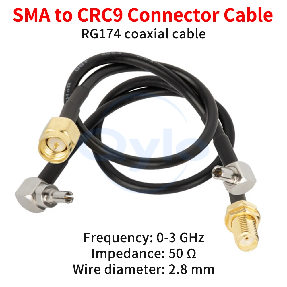 TS9 to CRC9 Elbow Adapter Male/Female Extension Cable Ultra-Flexible Conversion Cable RG174 RF Coaxial Cable (1 pcs)