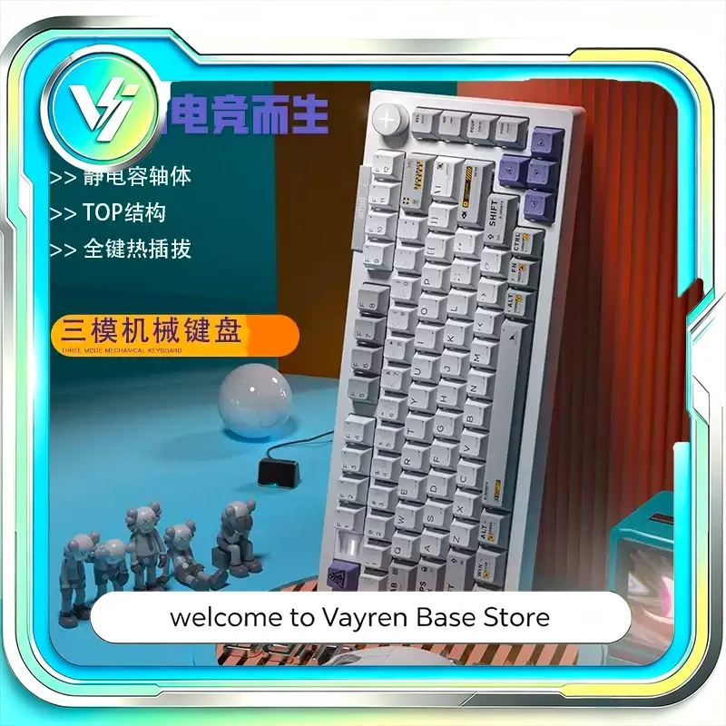 Darmoshark for TOP75 Custom Mechanical Keyboard75% Layout Hot Swappable TOP Gasket 3 Mode Wireless Keypad for Gaming Office Work