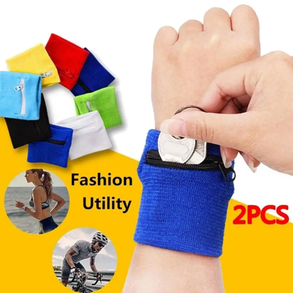 Dropshipping!! Mini Fitness Sports Zipper Wristband Coin Purse Keys Holder Cotton Wrist Bag