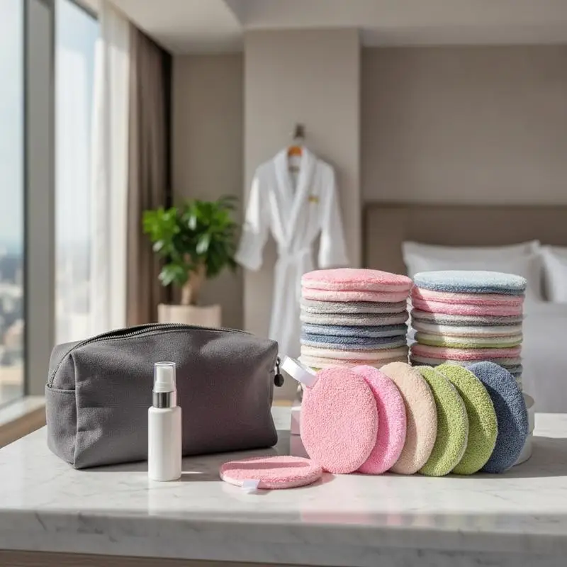 Washable Reusable Makeup Remover Pads 8cm Round Absorbent Soft Face Wash Pads for Travel Daily Cleansing Use
