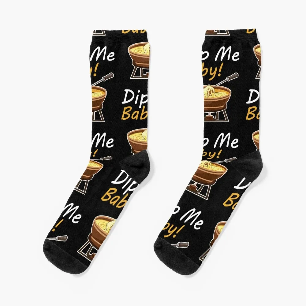 

Dip Me Baby Funny Cheese Fondue Lover Sayings Socks sports and leisure Antiskid soccer Socks Girl Men's