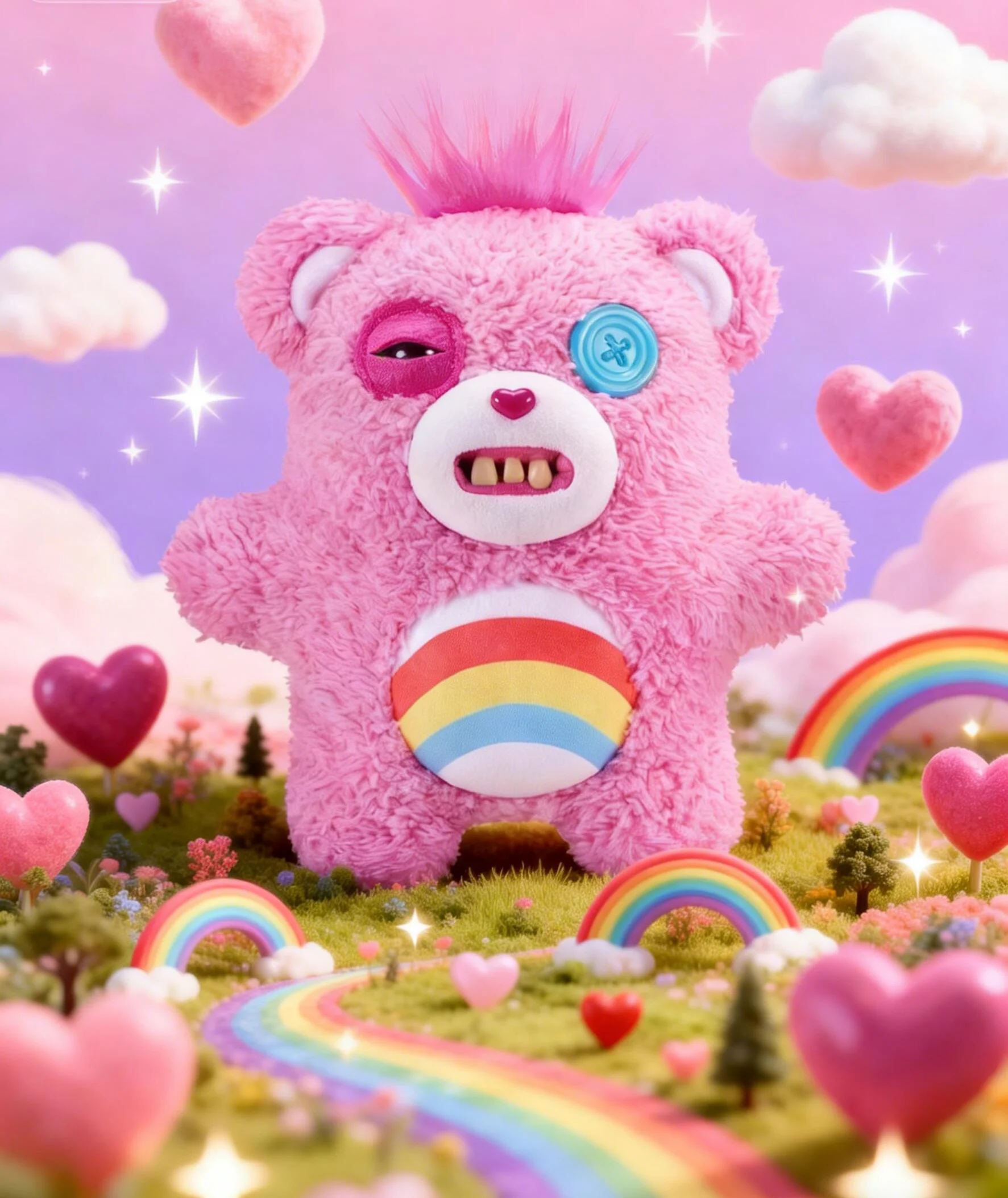 23cm Fuggler official genuine cute tooth monster love bear joint series funny tide play doll toy collection gift boys  girls view 4