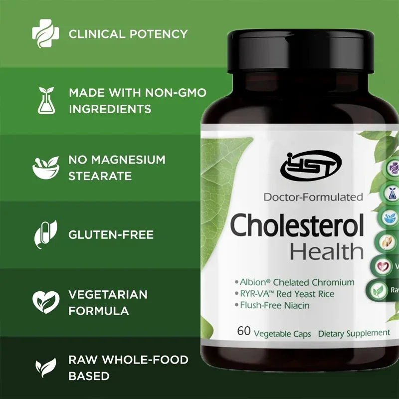 Cholesterol Health - Contains Coenzyme Q10, Non Rinse Niacin, RYR-VA, and Garlic -60 Vegetable Capsules