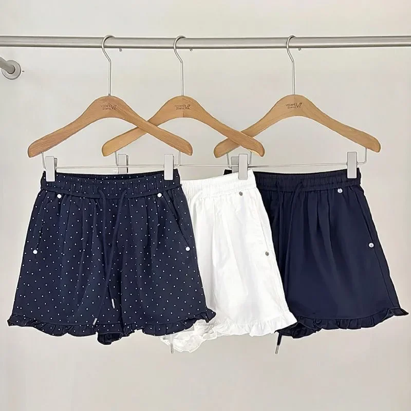 

Повседневные шорты из чистого хлопка без усадок в корейском стиле с грибком и завязками, женские широкие брюки трапециевидной формы