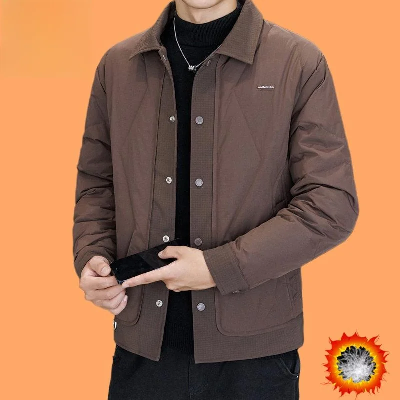 

Men's down Jaet with Quali Inspection Report Stand 50 Du Feather Thiened Busin Sle ort Length