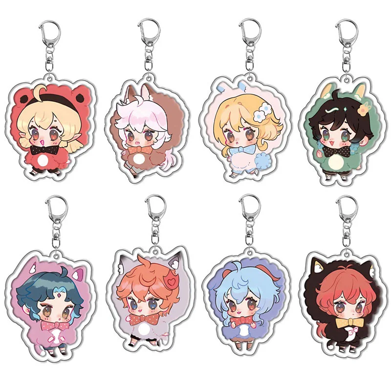 1 adet yeni Anime oyunu Genshin darbe sevimli hayvan kedi Klee dikeyring anahtarlık sırt aksesuarları akrilik anahtarlık parti hediyeler için Boy