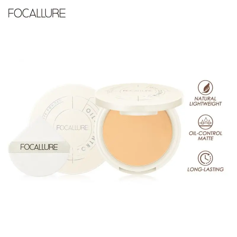 Focallure-Impermeável Long-Lasting Maquiagem Em Pó, Macia Névoa Em Pó, Matte, Ilumine Cosméticos Naturais, Controle De Óleo, Bolo De Seda