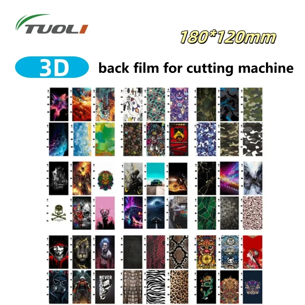 

TUOLI 50pcs Mixed 3D Relief Back Cover Film Protector Skin Sticker Hydrogel Rear For Cutting Machine Embossed Color Back Sheet