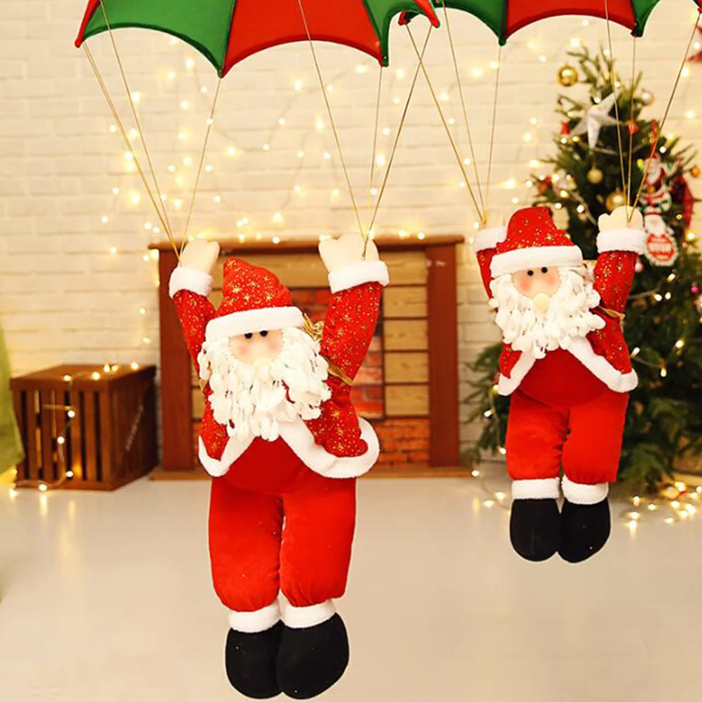 Skydiving Santa Christmas Parachute Toys Plush Figure Decoration Festival Hanging Adornment Lovely Music Courtyard