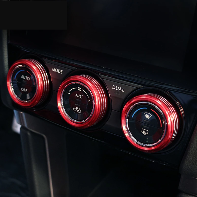 3Pcs Car AC Control Knob Trim Ring Decoration Cover For Subaru 2013-2018 Forester Impreza XV Crosstrek WRX Levorg Interior