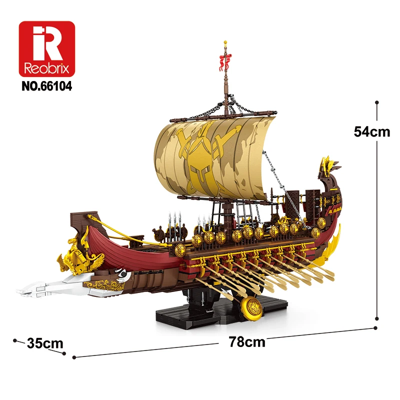 3043PCS Spartan Oorlogsschip Bouwstenen Oud-Grieks Twin Rod Slagschip Model Bricks Desktop Ornament Educatief Speelgoed Geschenken