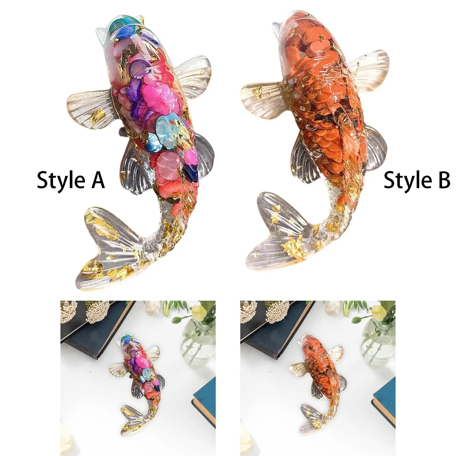 6cm Glass Carp Fish Figurine Traditional Decorative Lucky Goldfish Miniature Car Ornament for Desk Shelf Decor Multifunctional