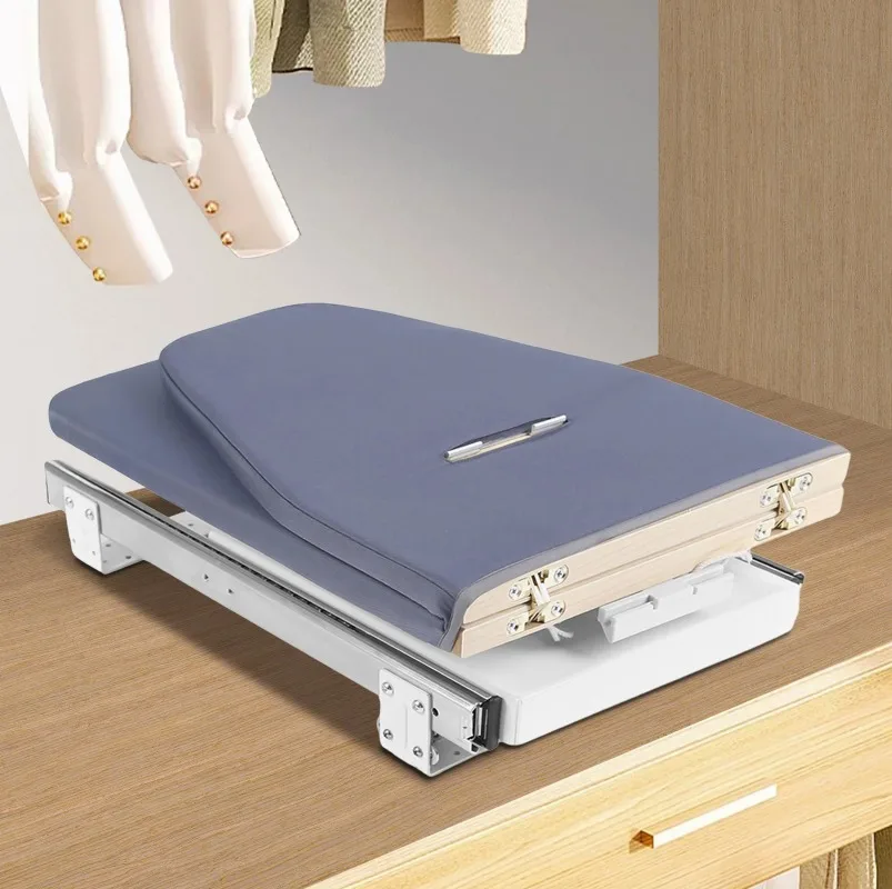 

TXF【Hot Item】Foldable Ironing Board, Retractable Cabinet Mount, Push-Pull Sturdy Metal Frame 80x29.5cm / 31.5x11.6in (Gray)