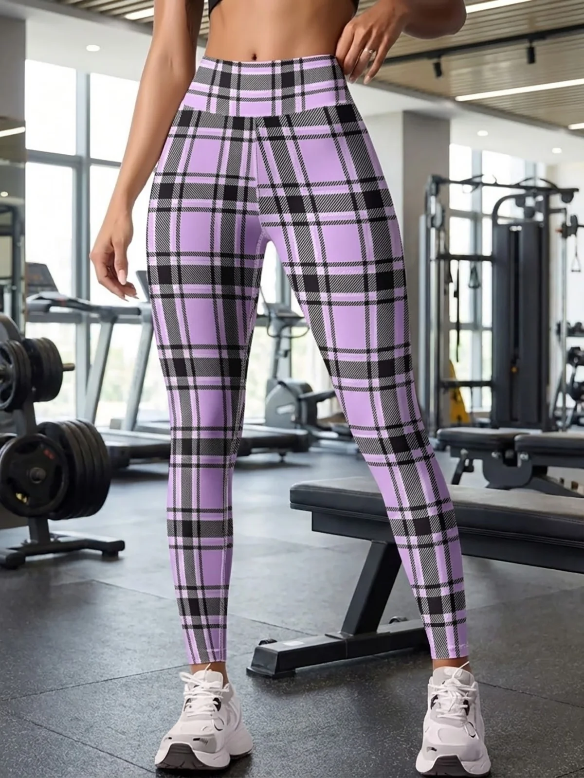 

Женские брюки для йоги с высокой талией, светло-фиолетовой основой и принтом Haige, высокоэластичные быстросохнущие спортивные леггинсы, для занятий фитнесом.