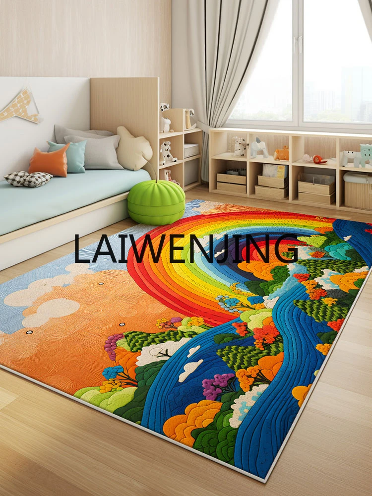 RWJ Living Room Children's Room Floor Mat Dopamine Non-Slip Bedroom Bedside Thickened Easy to Care