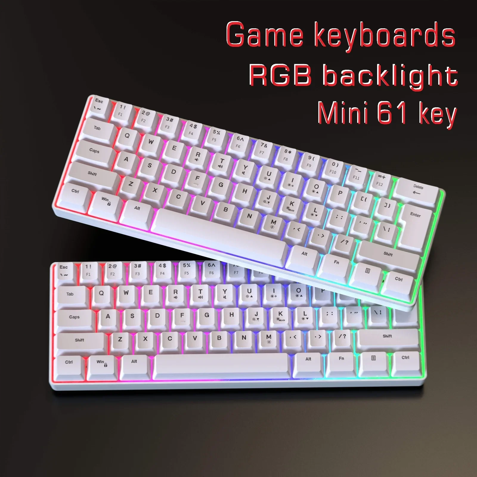 RGB Backlit Mini 61 Key Gaming Keyboard: Compact and Portable for PC Gaming