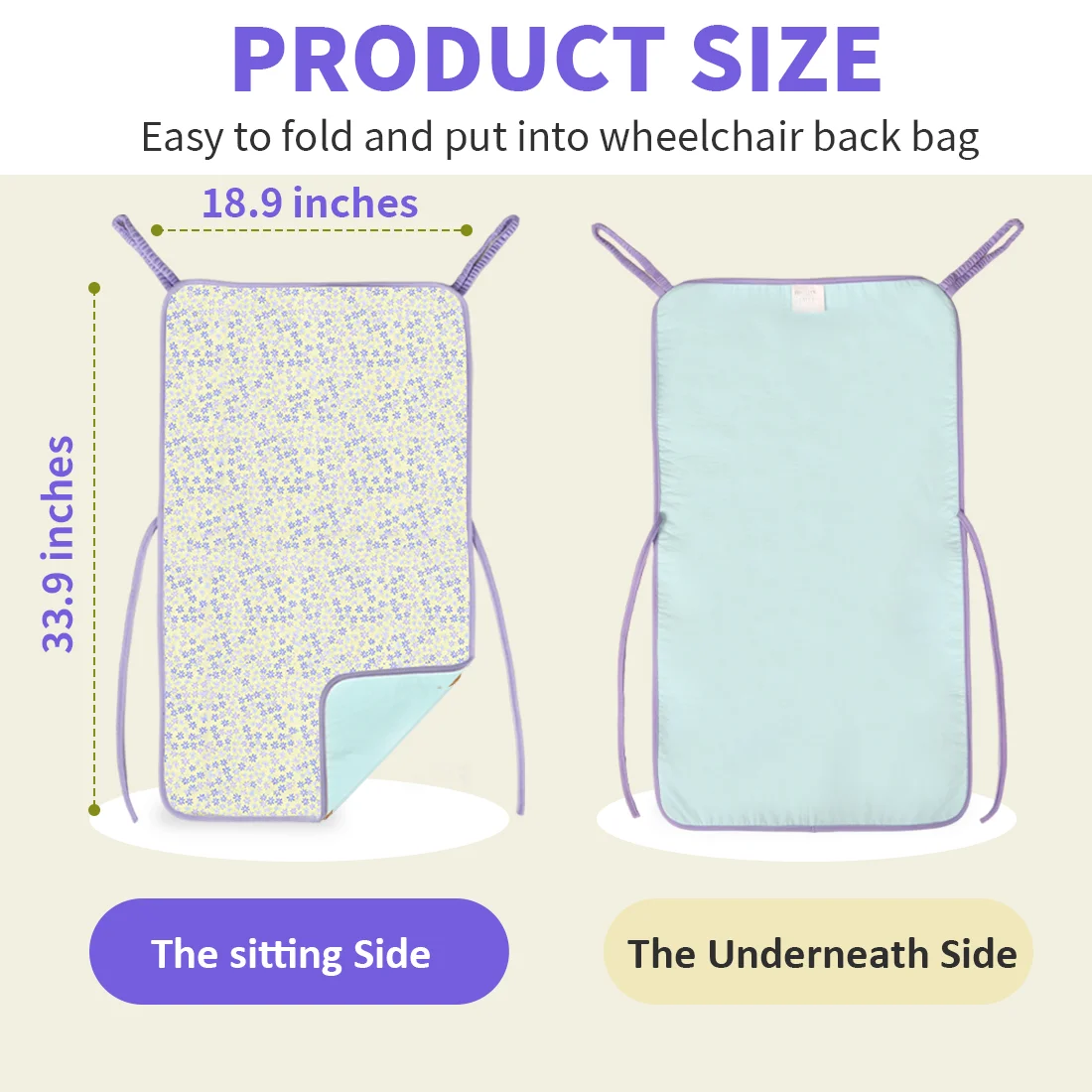 Ehucon Highly Absorbent Incontinence Seat Pad Washable with Handles Reusable for Disabled Elderly Home/Nursing Care Protecti