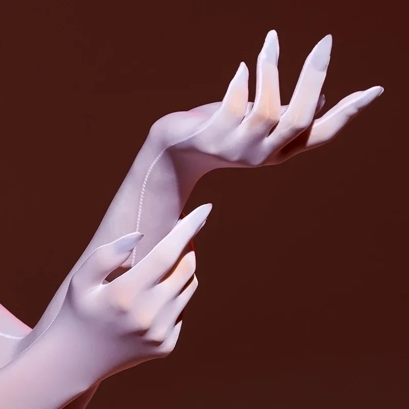 Gants de soirée Sexy pour femmes, longueur à cinq doigts, Costumes de spectacle sur scène en Club pour dames, gants lisses et brillants à l'huile, mitaines