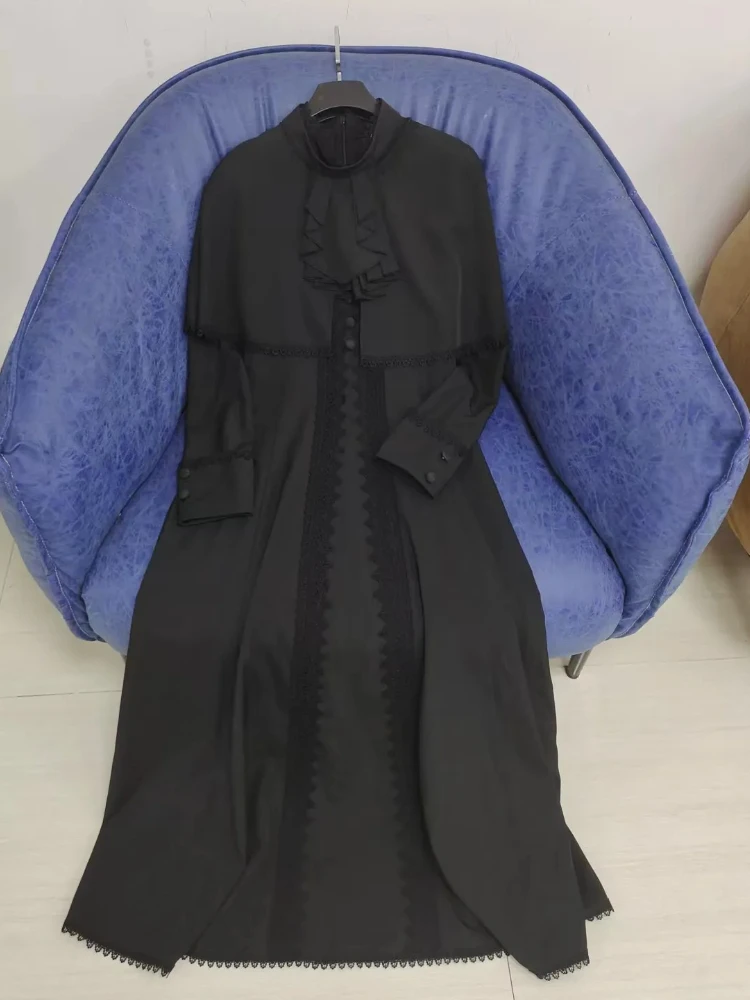أطقم فساتين نسائية أنيقة باللون الأسود على الطراز القوطي الياباني بتصميم عتيق فساتين لوليتا ضيقة للشارع العالي Harajuku Y2k ملابس بأكمام طويلة