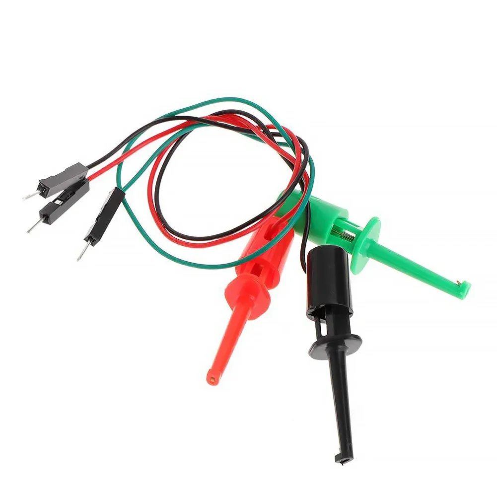 3pcs Hook Type test Clip Probes Instrumentation Transistor Tester Hook Type test Clip Probes Kit with Male Head DuPont Line