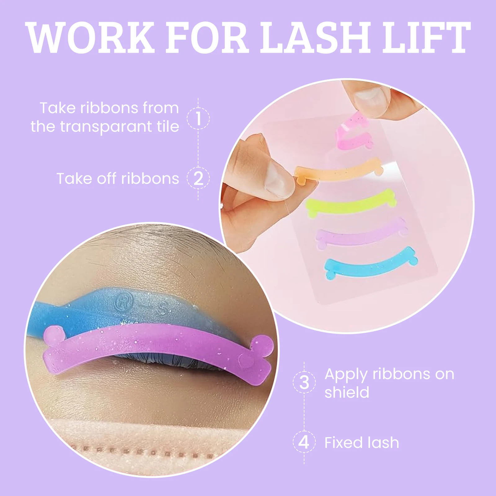 Libeauty 1 ペア再利用可能なレインボーカーラーラッシュリフトリボン再利用可能なシリコーンラッシュリフトパッドカバーアイラッシュアクセサリーメイクアップツール