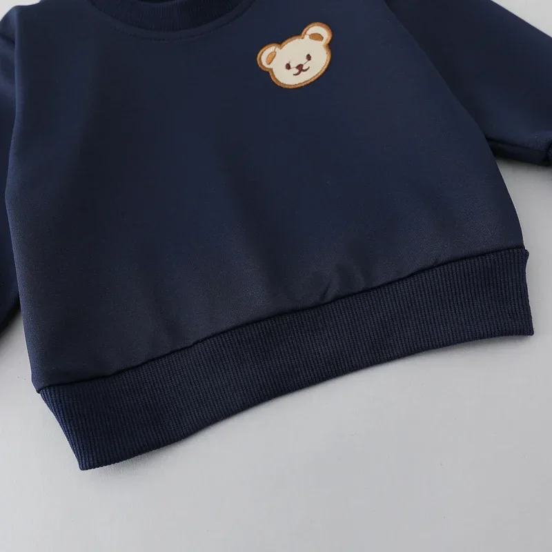 2-teiliges Kinderset für Frühling und Herbst, Einfaches Bärenkopf-Motiv, Rundhals-Langarmshirt und Hose, Outdoor-Set für Kleinkinder – Detail 8