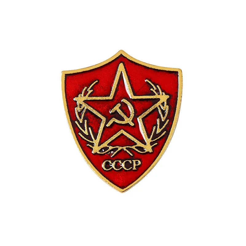 Enamel Pins Red Star Flag Brooches History Memory Badge Jewelry CCCP Cold War--