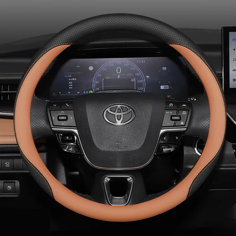 For Toyota Avalon Camry Corolla Highlander Levin RAV4 Interior O Shape Steering Wheel Cover Brain Shell Car Accessories Leather