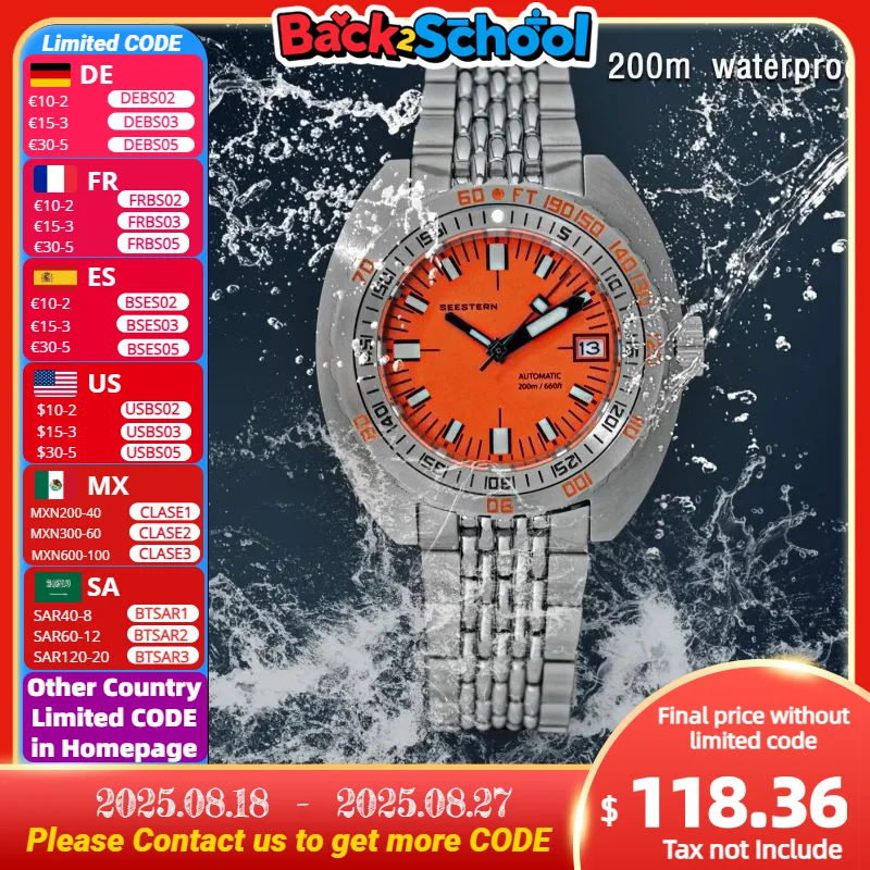 Top Brand Diver Watch Men SUB300T Automatic Mechanical Sapphire Glass Luminous Date 200m Turn Bracelet Seestern Wristwatch Retro