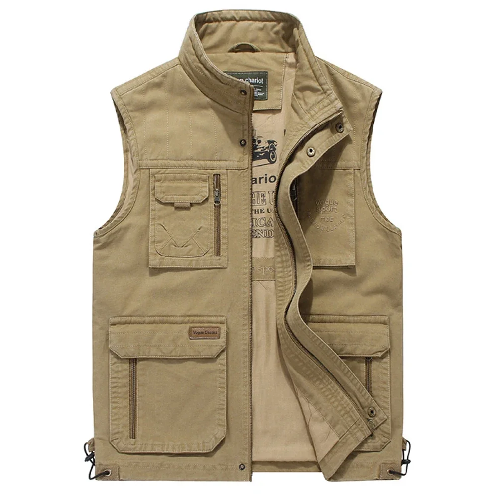 Men Tactical Cargo Vest Multi Pocket Cotton Waistcoat Spring Autumn Sleeveless Jacket Military Outdoor Climbing Fishing Workwear