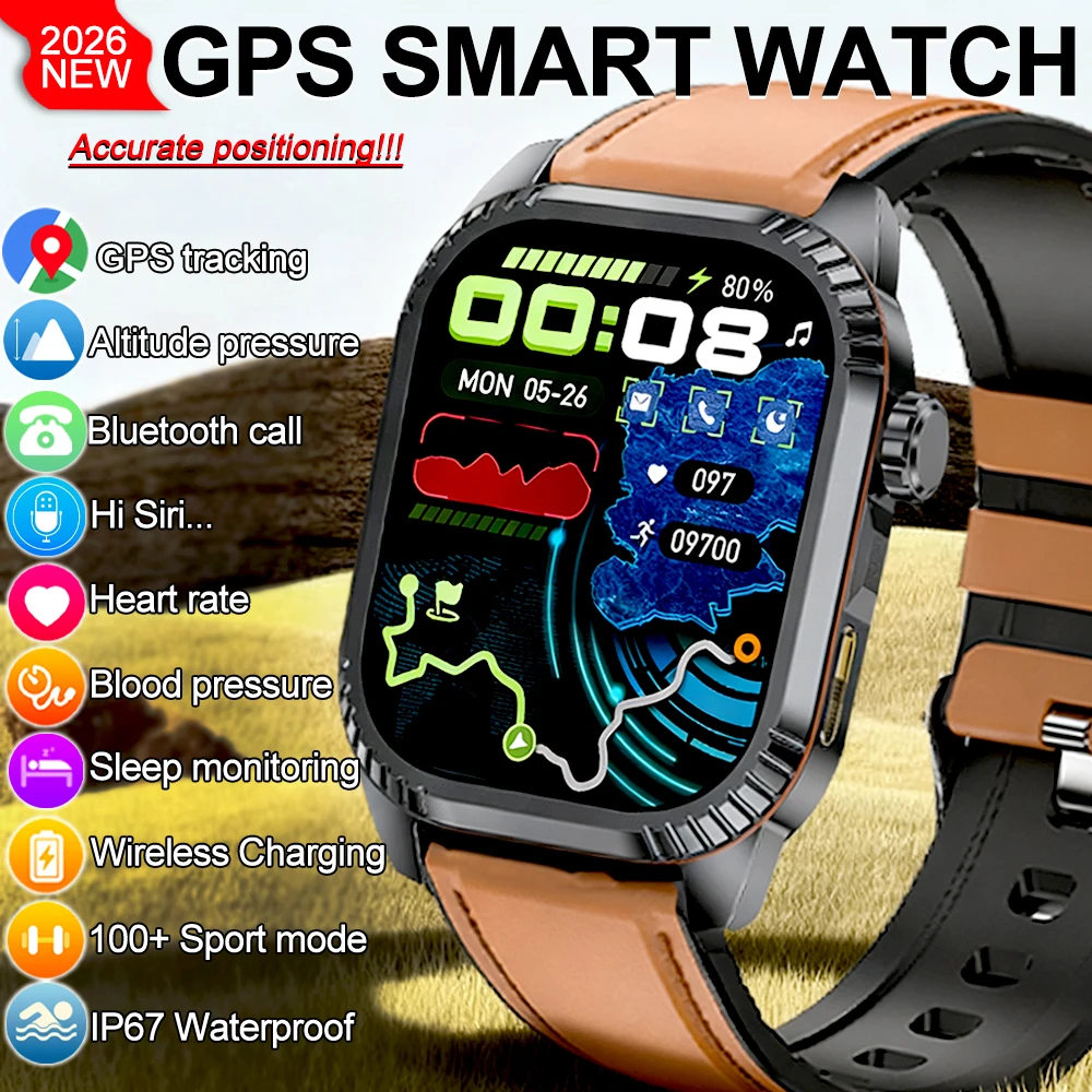 

New GPS Tracking Smart Watch 1.95inch HD Screen LED Flashlight Multiple Sport Modes Waterproof Bluetooth Call Smart Watch 2026