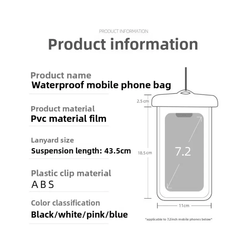 حقيبة مقاومة للماء للهاتف الخلوي شفافة للغاية يمكنها لمس الشاشة لالتقاط صور السباحة والتجديف جراب هاتف محمول مقاوم للماء